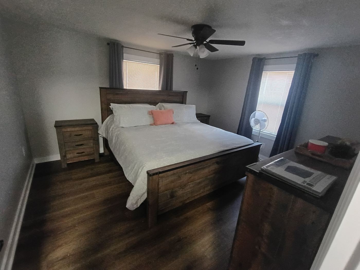 Finished living room after gut-to-finish remodel